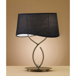 Ninette Table Lamp 2 Light E14 Large, Antique Brass With Black Shade - thumbnail 2