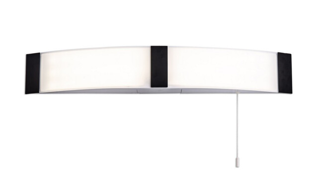 Lyons Bathroom Wall Lamp c, w Shaver Socket & Pull Switch, 1 x 10W LED, 4000K, 900lm, IP44, Black, 3yrs Warranty - image 1