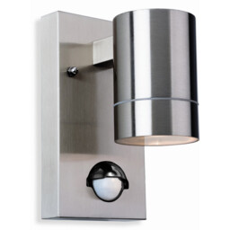 Colt 1 Light Single Outdoor Wall Light Light, PIR Stainless Steel IP44, GU10