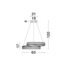 Conceto Integrated LED Pendant Ceiling Light Chrome Metal, Crystal LED 50W 4070Lm 3500K - thumbnail 2