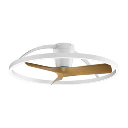 Nepal II 75cm 32W LED Dimmable Light With 32W DC Reversible Fan, White/Wood Finish Remote Control, 4000lm