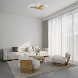 Nepal II 75cm 32W LED Dimmable Light With 32W DC Reversible Fan, White/Wood Finish Remote Control, 4000lm - thumbnail 5