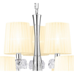 Loewe 2 Tier Pendant 6+3 Light E14, Polished Chrome With Cream Shades - thumbnail 5