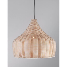Mia 38.5cm Dome Pendant Ceiling Light Natural Ratan, Wood Black Fabric Wire, Base LED E27 - thumbnail 3