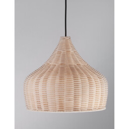 Mia 38.5cm Dome Pendant Ceiling Light Natural Ratan, Wood Black Fabric Wire, Base LED E27 - thumbnail 5