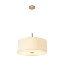 Baymont Antique Brass 3 Light E27 Single Pendant With 50cm x 20cm Faux Silk Shade, Ivory Pearl/White Laminate - thumbnail 5