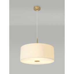 Baymont Antique Brass 3 Light E27 Single Pendant With 50cm x 20cm Faux Silk Shade, Ivory Pearl/White Laminate - thumbnail 2