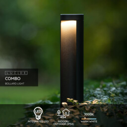 Combo Modern Tall Bollard Light Outdoor - Ø 9cm - LED - 1x9W 3000K - IP54 - Black - thumbnail 2