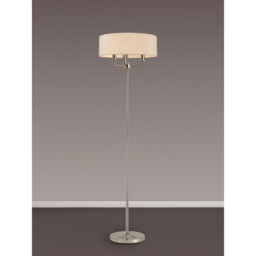 Banyan 3 Light Switched Floor Lamp With 45cm x 15cm Dual Faux Silk Shade, Nude Beige/Moonlight Polished Nickel - thumbnail 2