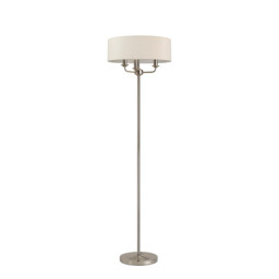 Banyan 3 Light Switched Floor Lamp With 45cm x 15cm Dual Faux Silk Shade, Nude Beige/Moonlight Polished Nickel - thumbnail 5