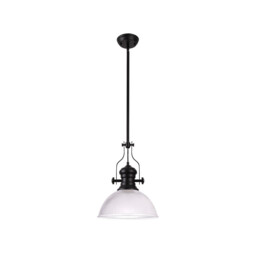 Cairo 1 Light Multi Height Pendant E27 With 38cm Dome Glass Shade, Matt Black/Clear - thumbnail 5