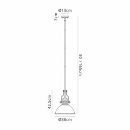Cairo 1 Light Multi Height Pendant E27 With 38cm Dome Glass Shade, Matt Black/Clear - thumbnail 2