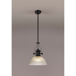 Cairo 1 Light Multi Height Pendant E27 With 38cm Dome Glass Shade, Matt Black/Clear - thumbnail 3