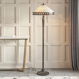 Fargo 2 Light Floor Lamp Dark Bronze, Tiffany Glass, E27 - thumbnail 2