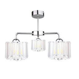 Deco Multi Arm Semi Flush Ceiling Light Silver, 40cm, 3x E27