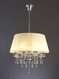 Olivia Ceiling Pendant with Ivory Cream Shade 8 Light Polished Chrome, Crystal - thumbnail 2