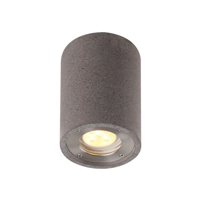 Levi Round Spotlight, 1 x GU10 (Max 12W), IP65, Grey Concrete, 2yrs Warranty - image 1