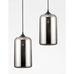 Savaz 17.5cm Dome Pendant Ceiling Light Chrome Glass Black Metal Black Fabric Wire LED E27 - thumbnail 2