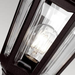Kinsale 1 Light Outdoor Coastal Pedestal Lantern Black IP44, E27 - thumbnail 3