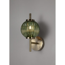 Cincinnatus Wall Lamp, 1 x G9, Antique Brass/Moss Green Glass - thumbnail 3