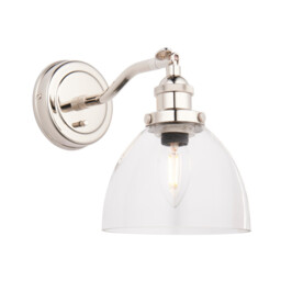 Hansen Dome Wall Lamp Bright Nickel Plate, Clear Glass, 1x E14 - thumbnail 1