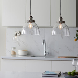 Hansen Dome Wall Lamp Bright Nickel Plate, Clear Glass, 1x E14 - thumbnail 5