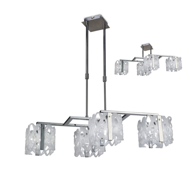 Tokio Rectangular Telescopic Convertible To Semi Flush 4 Light G9 Line, Gloss White/Polished Chrome - image 1