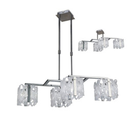 Tokio Rectangular Telescopic Convertible To Semi Flush 4 Light G9 Line, Gloss White/Polished Chrome - thumbnail 1