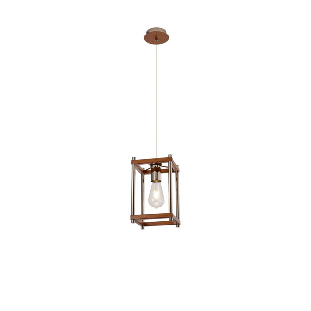 Catskill Ceiling Pendant, E27, Walnut, Polished Nickel - image 1