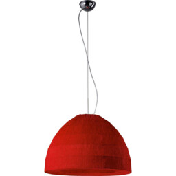 Domo Pendant 3 Light E27 Polished Chrome/Red Fabric Shade - thumbnail 1