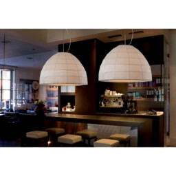 Domo Pendant 3 Light E27 Polished Chrome/Red Fabric Shade - thumbnail 3