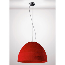 Domo Pendant 3 Light E27 Polished Chrome/Red Fabric Shade - thumbnail 2