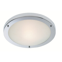 Rondo LED 24 Light Flush Ceiling Light Chrome, Opal Glass IP44