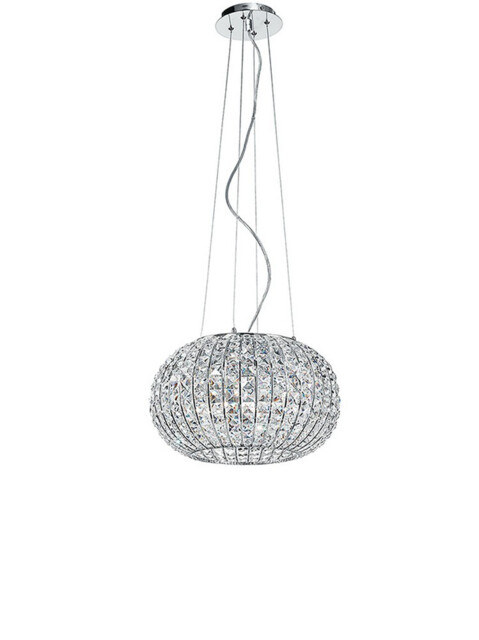 CONCERT 5 Light Pendant Ceiling Light Chrome, K9 Crystals 45x28cm - image 1