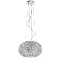 CONCERT 5 Light Pendant Ceiling Light Chrome, K9 Crystals 45x28cm - thumbnail 1