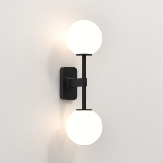 Tacoma Twin Bathroom 2 Light Wall Lamp Matt Black IP44, G9 (Shade Not Included) - image 1