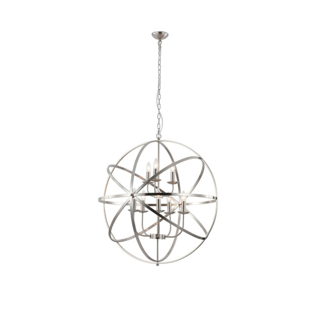 Orbit 8 Light Spherical Celling Pendant, Satin Silver Metal - image 1