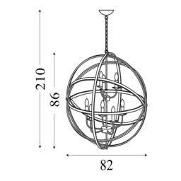 Orbit 8 Light Spherical Celling Pendant, Satin Silver Metal - thumbnail 5
