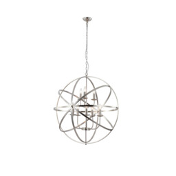 Orbit 8 Light Spherical Celling Pendant, Satin Silver Metal - thumbnail 1
