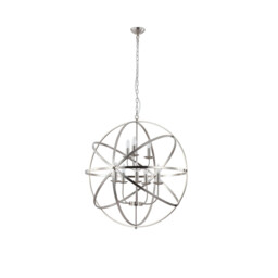 Orbit 8 Light Spherical Celling Pendant, Satin Silver Metal - thumbnail 2