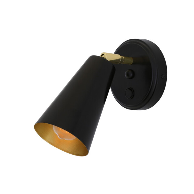 Cashel Wall Light, Matt Black, Brass Inner - image 1