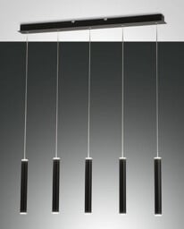 Prado LED Straight Bar Pendant Ceiling Light Black Glass - thumbnail 1