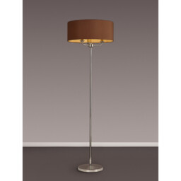Banyan 3 Light Switched Floor Lamp With 50cm x 20cm Dual Faux Silk Shade, Raw Cocoa/Grecian Bronze Polished Nickel - thumbnail 2