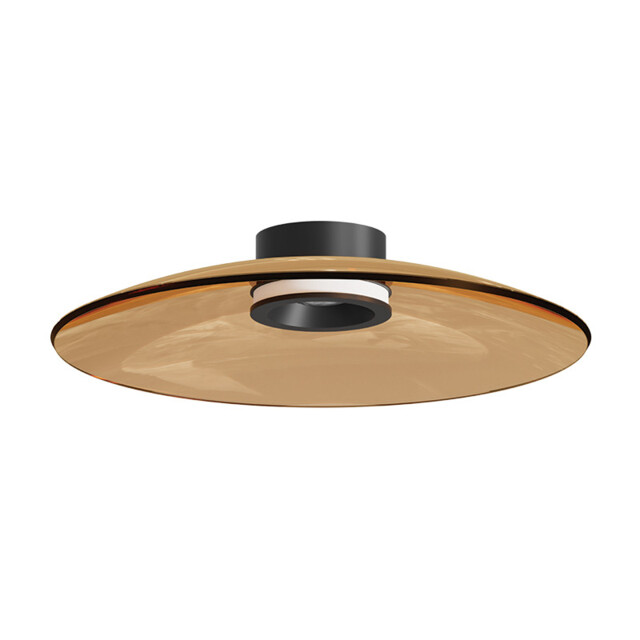 Aerisca 50cm Integrated Led Semi Flush Ceiling Light Black Matt-Tawny Glass LED 2700-3000K Dimmable - image 1