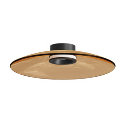 Aerisca 50cm Integrated Led Semi Flush Ceiling Light Black Matt-Tawny Glass LED 2700-3000K Dimmable