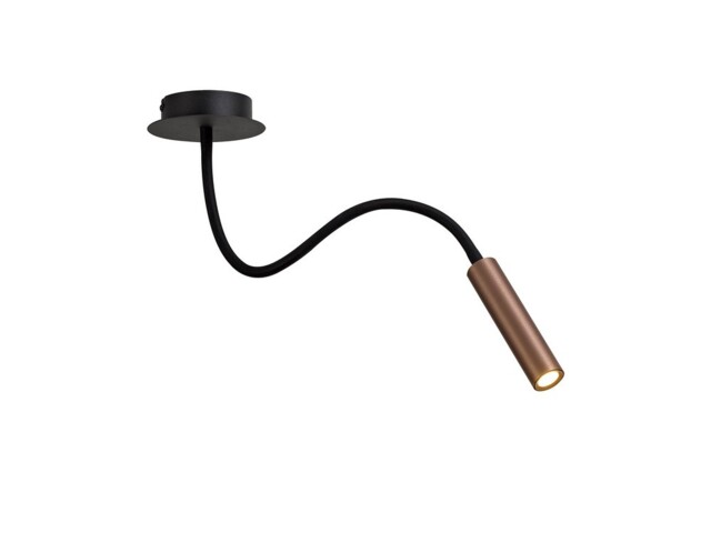 Semi Flush Ceiling, 1 Light Adjustable Arm, 1 x 5W LED, 3000K, 310lm, Black, Satin Copper - image 1