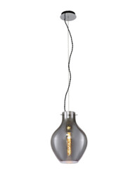 Amity Pendant 28cm Round, 1 x E27, Chrome & Smoke - thumbnail 5