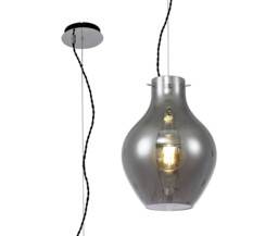 Amity Pendant 28cm Round, 1 x E27, Chrome & Smoke - thumbnail 1