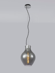 Amity Pendant 28cm Round, 1 x E27, Chrome & Smoke - thumbnail 3
