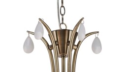 Andrea Ceiling Pendant 81.5cm Round, Antique Brass, White Shades, White Crystal Droplets - thumbnail 5